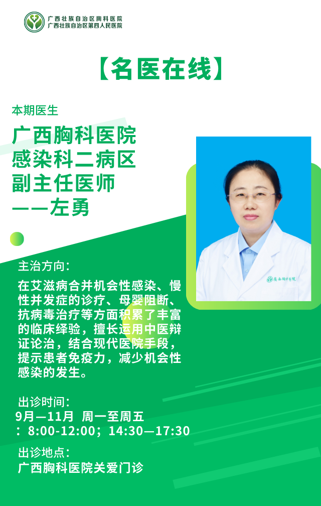 【名医在线】广西胸科医院感染科二病区副主任医师——左勇