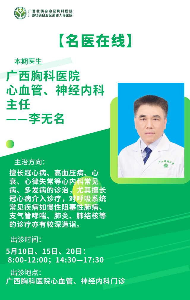 【名医在线】广西胸科医院心血管、神经内科主任——李无名
